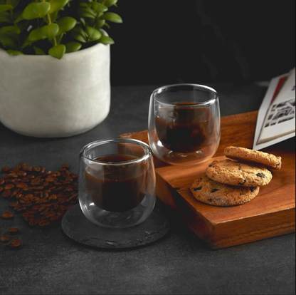 Set 2 Tazas Vidrio Doble Pared Expreso 80 ml